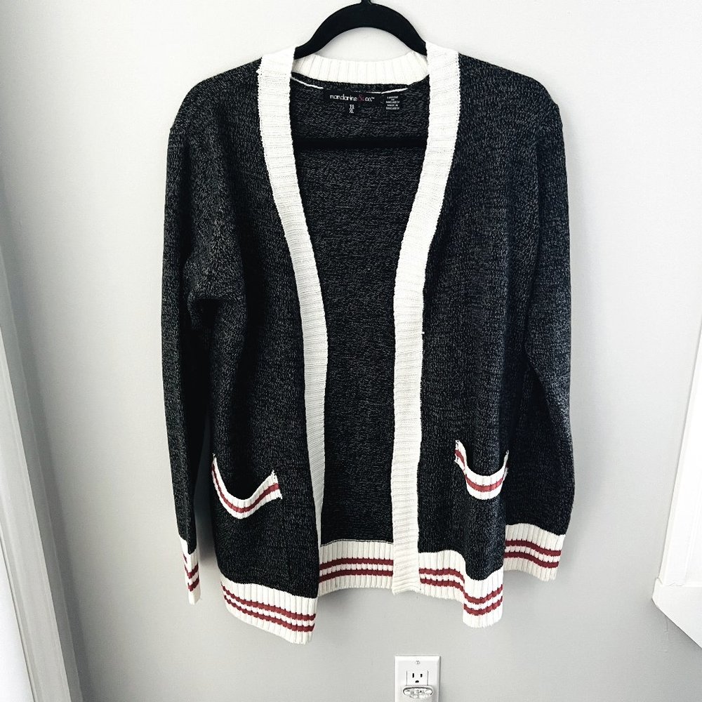 Womens Mandarine & Co. Grey Melange Cardi Size XL NWOT
